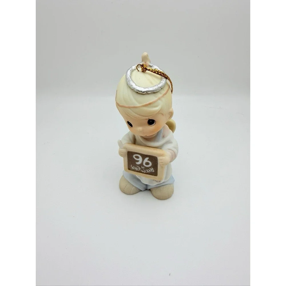 1996 Precious Moments PEACE ON EARTH IN '96 Boy Angel Porcelain Ornament #183369